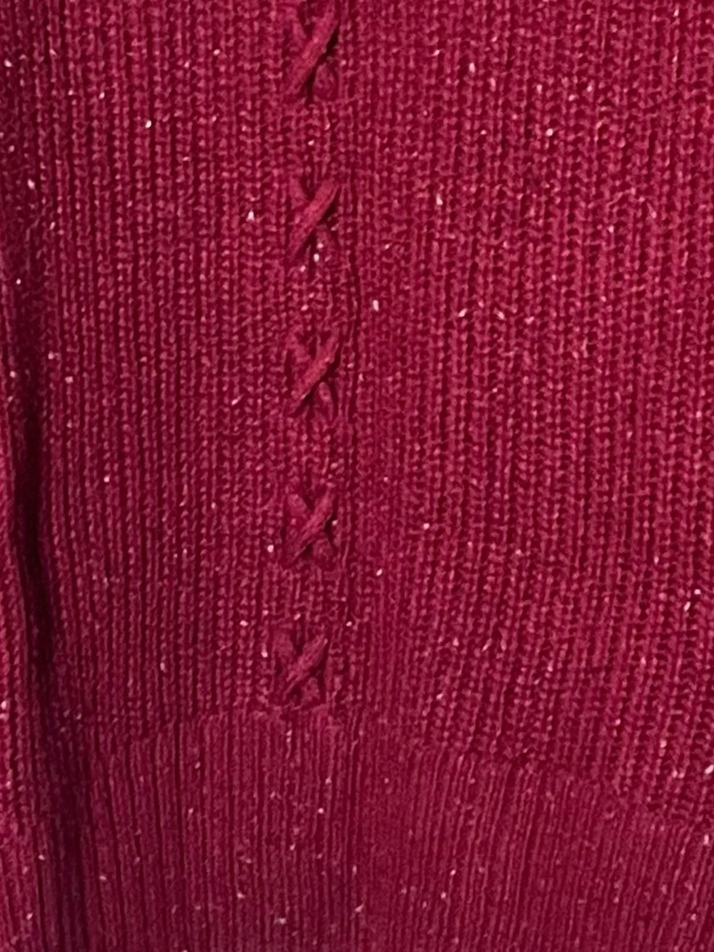 C J Banks Open-Front Marbled Cable Knit Cardigan Sweater In Burgundy Size 1X New